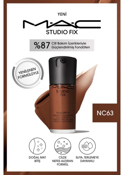 STUDIO FIX FLUID SPF 15 MAT FONDÖTEN-NC63 30 ml