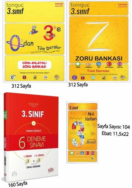 3. Sınıf Tüm Dersler 0’dan 3’e Konu Anlatımı - Zoru Bankası - Akıl Notları ve Deneme Sınav Seti