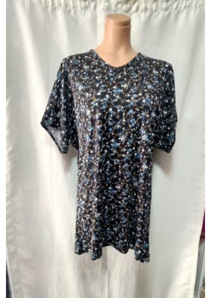 Büyük Beden Penye Bluz Siyah Mavi Çiçekli Kaliteli Kullanışlı Şık Güzel fiyatları