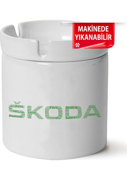 Skoda Logo Baskılı Porselen At-Söndür Küllük (Kl-Otmbl-Skd)