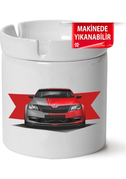 Skoda Rapid Baskılı Porselen At-Söndür Küllük (Kl-Otmbl-Skd)
