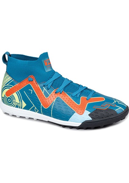 29683 Erkek Çoraplı Halı Saha Ayakkabı Mavi - Turuncu