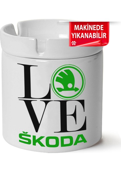 Skoda Logo Baskılı Porselen At-Söndür Küllük (Kl-Otmbl-Skd)