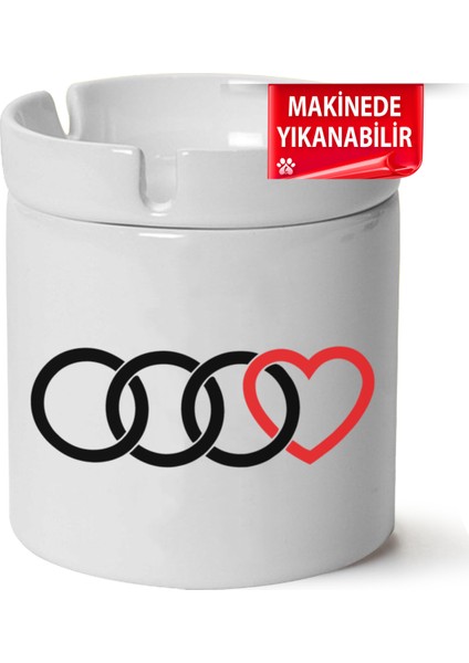 Çakılap Audi Logo Baskılı Porselen At-Söndür Küllük (Kl-Otmbl-Audi)