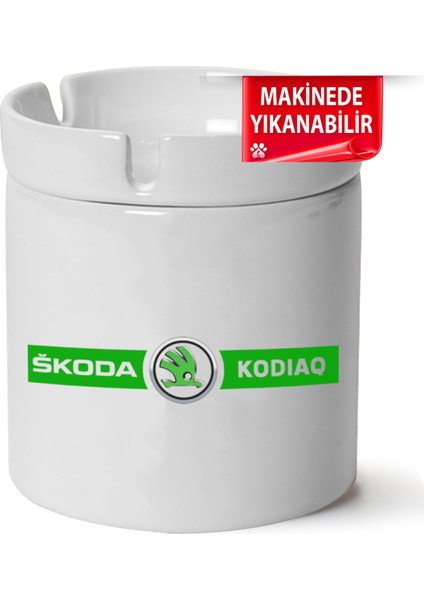 Skoda Kodiaq Logo Baskılı Porselen At-Söndür Küllük (Kl-Otmbl-Skd)