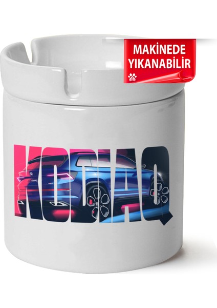 Skoda Kodiaq Baskılı Porselen At-Söndür Küllük (Kl-Otmbl-Skd)