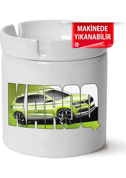 Skoda Karoq Baskılı Porselen At-Söndür Küllük (Kl-Otmbl-Skd)