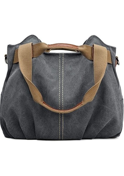 Fashion Smart Kadın Casual Vintage Üst Saplı Kanvas Omuz Çantası Tote Çanta (Yurt Dışından)