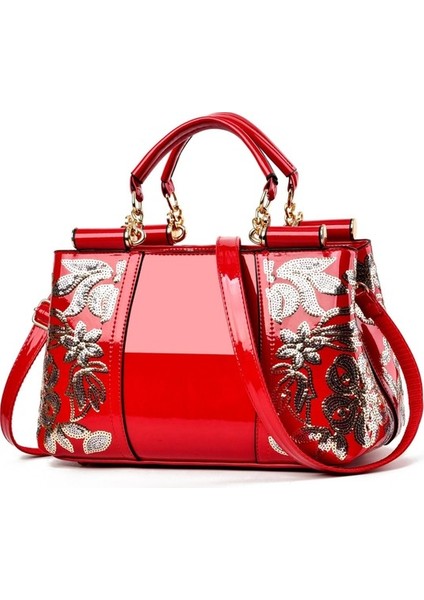 2023 Avrupa ve Amerika Birleşik Devletleri Popüler Rugan Parlak Kadın Çantası Atmosferik Çanta Büyük Kapasiteli Kadın Omuz Askılı Çanta Nakış Çantası High-End Lüks (Yurt Dışından)