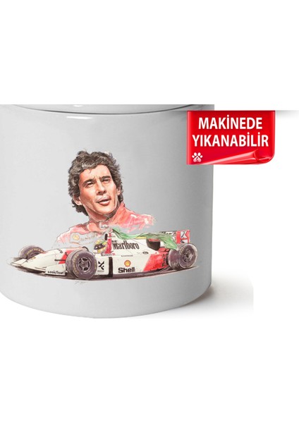 Çakılap Ayrton Senna Baskılı Porselen At-Söndür Küllük (Kl-Otmbl-Mdfy)