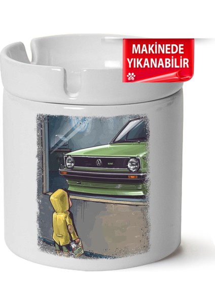 Vw Golf 1 Baskılı Porselen At-Söndür Küllük (Kl-Otmbl-Vw)