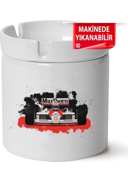 Çakılap Ayrton Senna Baskılı Porselen At-Söndür Küllük (Kl-Otmbl-Mdfy)