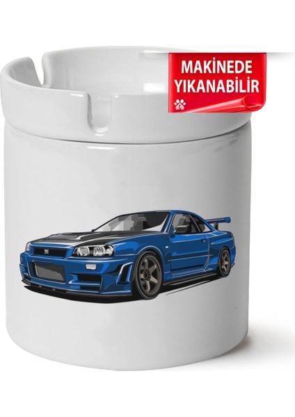 Çakılap Nissan GTR34 Baskılı Porselen At-Söndür Küllük (Kl-Otmbl-Nssn)