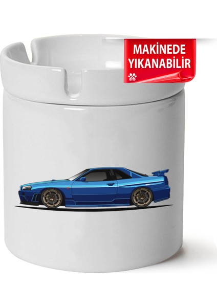 Çakılap Nissan GTR34 Baskılı Porselen At-Söndür Küllük (Kl-Otmbl-Nssn)