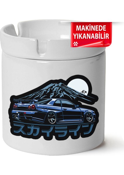 Çakılap Nissan GTR34 Baskılı Porselen At-Söndür Küllük (Kl-Otmbl-Nssn)