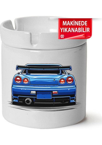 Çakılap Nissan GTR34 Baskılı Porselen At-Söndür Küllük (Kl-Otmbl-Nssn)