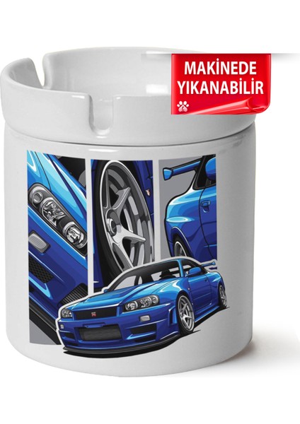 Çakılap Nissan GTR34 Baskılı Porselen At-Söndür Küllük (Kl-Otmbl-Nssn)