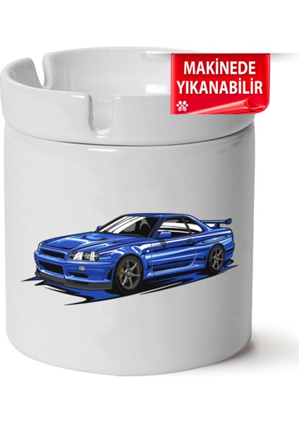 Çakılap Nissan GTR34 Baskılı Porselen At-Söndür Küllük (Kl-Otmbl-Nssn)