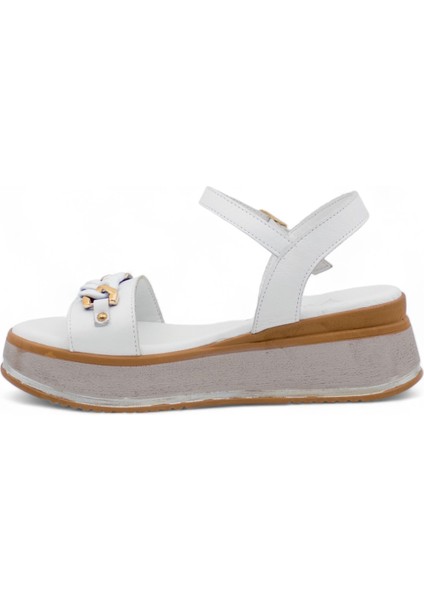 9716 Bayan Deri Sandalet - Beyaz - 37 fiyatları