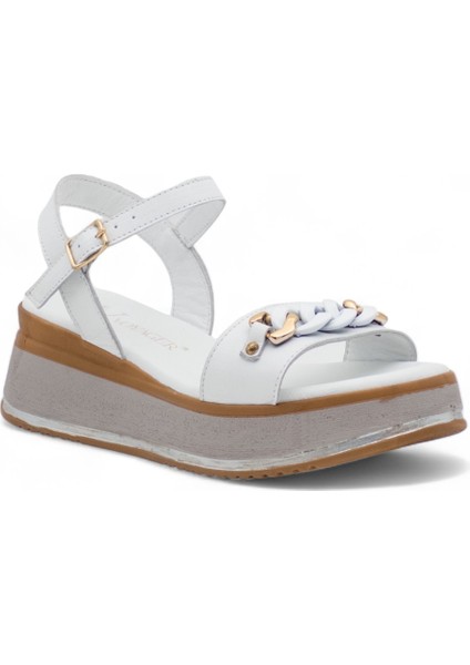 9716 Bayan Deri Sandalet - Beyaz - 37 modelleri