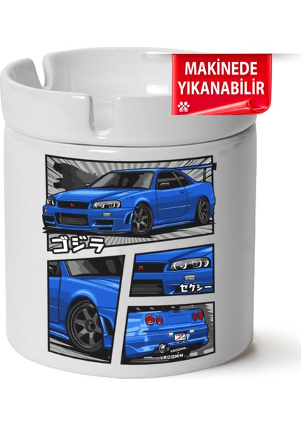 Çakılap Nissan GTR34 Baskılı Porselen At-Söndür Küllük (Kl-Otmbl-Nssn)