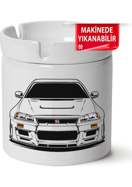 Çakılap Nissan GTR34 Baskılı Porselen At-Söndür Küllük (Kl-Otmbl-Nssn)