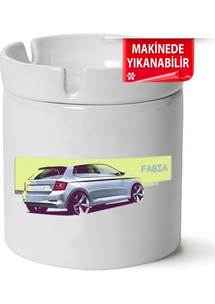 Çakılap Skoda Fabia 3 Baskılı Porselen At-Söndür Küllük (Kl-Otmbl-Skd)