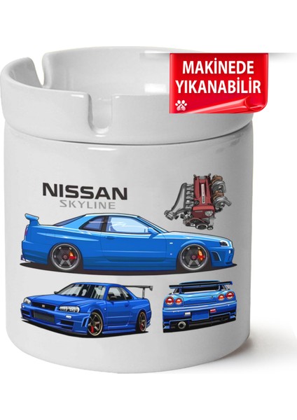 Çakılap Nissan GTR34 Baskılı Porselen At-Söndür Küllük (Kl-Otmbl-Nssn)