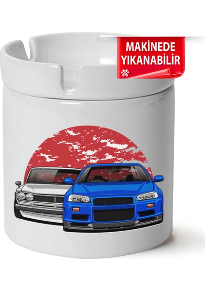 Çakılap Nissan GTR34 Baskılı Porselen At-Söndür Küllük (Kl-Otmbl-Nssn)