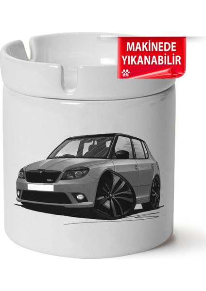 Çakılap Skoda Fabia 2 Baskılı Porselen At-Söndür Küllük (Kl-Otmbl-Skd)