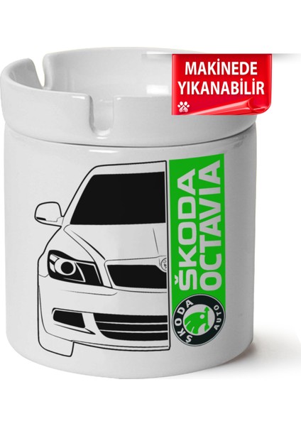 Çakılap Skoda Octavia A6 Baskılı Porselen At-Söndür Küllük (Kl-Otmbl-Skd)