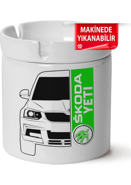 Çakılap Skoda Yeti Baskılı Porselen At-Söndür Küllük (Kl-Otmbl-Skd)