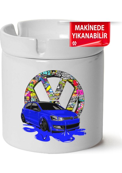 Çakılap Vw Polo Mk5 Baskılı Porselen At-Söndür Küllük (Kl-Otmbl-Vw)