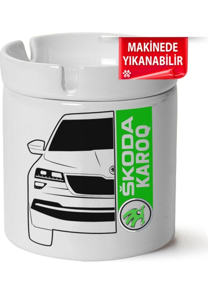 Skoda Karoq Baskılı Porselen At-Söndür Küllük (Kl-Otmbl-Skd)
