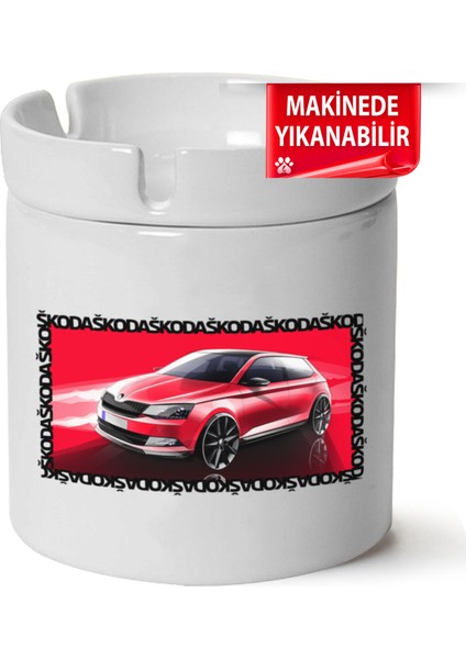 Çakılap Skoda Fabia 3 Baskılı Porselen At-Söndür Küllük (Kl-Otmbl-Skd)