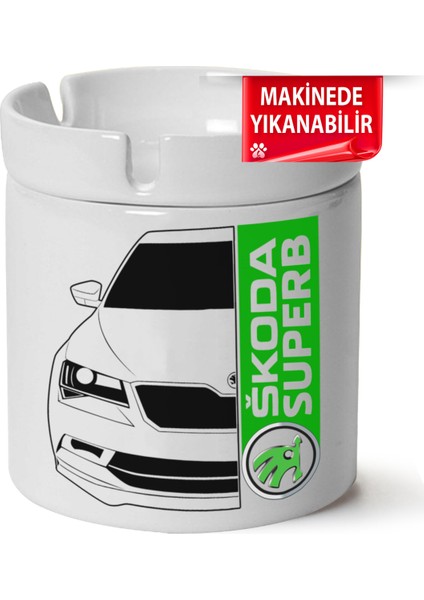 Çakılap Skoda Superb B7 Baskılı Porselen At-Söndür Küllük (Kl-Otmbl-Skd)