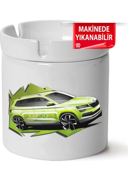 Çakılap Skoda Karoq Baskılı Porselen At-Söndür Küllük (Kl-Otmbl-Skd)