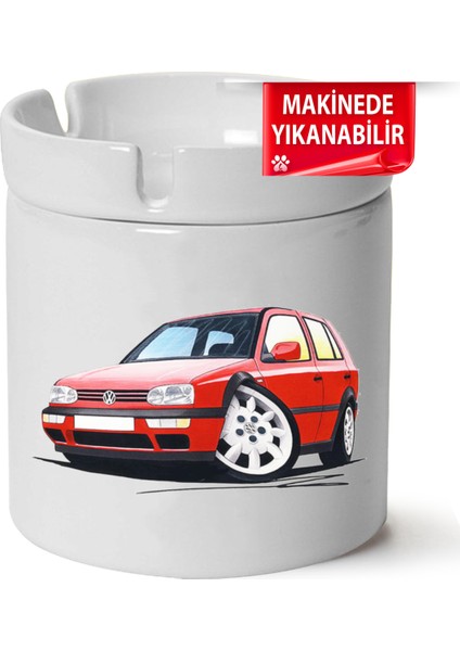 Çakılap Vw Golf 3 Baskılı Porselen At-Söndür Küllük (Kl-Otmbl-Vw)