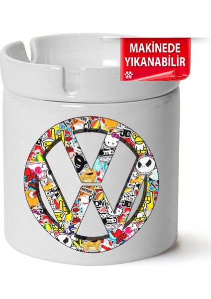 Çakılap Vw Logo Baskılı Porselen At-Söndür Küllük (Kl-Otmbl-Vw)