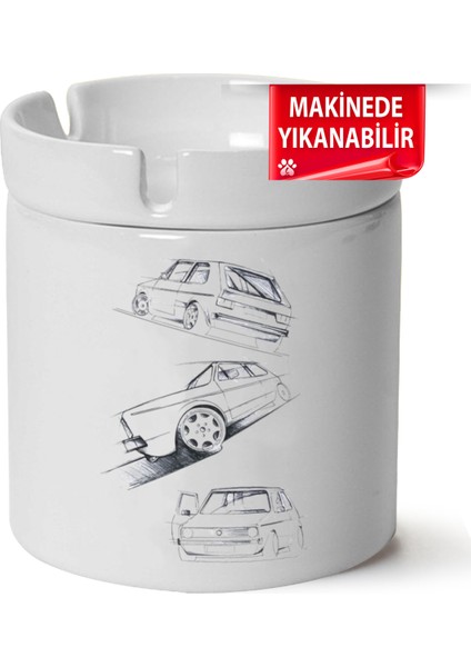 Çakılap Vw Golf 1 Baskılı Porselen At-Söndür Küllük (Kl-Otmbl-Vw)