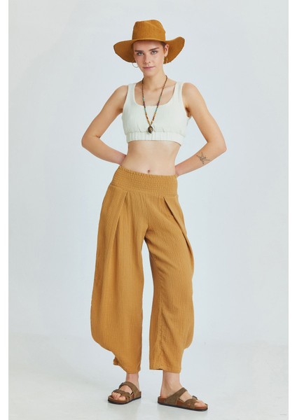 Havuz Yaka Crop Bluz Bej fiyatları
