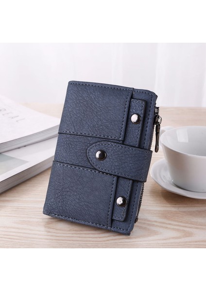 Kısa Vintage Mat Kadın Üç Katlı Küçük Cüzdan (Yurt Dışından)