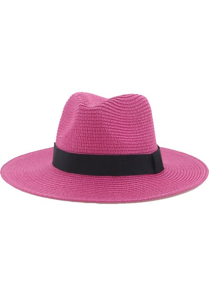 Erkek Hasır Şapka Dokuma Panama Hasır Topper Düz Kenar (Yurt Dışından)