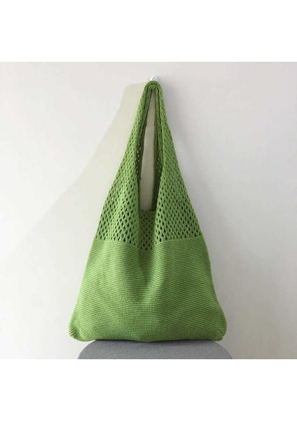 Basit Retro Içi Boş Örgü Tote Omuz Çantası (Yurt Dışından)