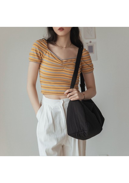 Pileli Yumuşak Bez Çanta Büyük Kapasiteli Basit Sırt Çantası (Yurt Dışından) fiyatları