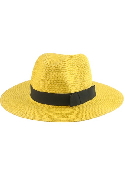 Erkek Hasır Şapka Dokuma Panama Hasır Topper Düz Kenar (Yurt Dışından)