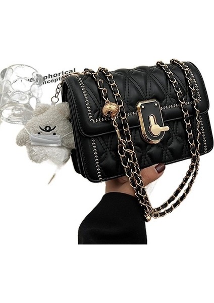 Gelişmiş Doku Eşkenar Dörtgen Işlemeli Iplik Omuz Çantası Moda Zincir Messenger Çanta (Yurt Dışından)
