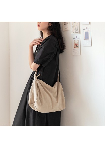 Pileli Yumuşak Bez Çanta Büyük Kapasiteli Basit Sırt Çantası (Yurt Dışından) modelleri