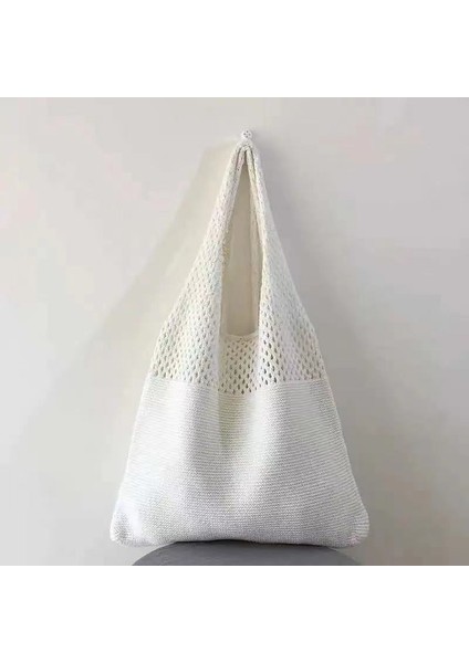 Basit Retro Içi Boş Örgü Tote Omuz Çantası (Yurt Dışından)