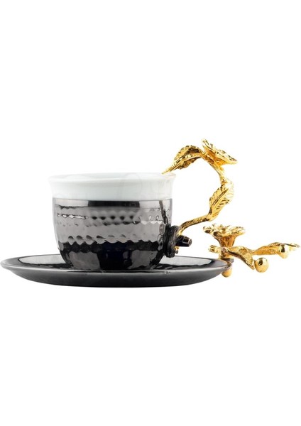 Altın Japon Gülü Kahve Fincanı Siyah